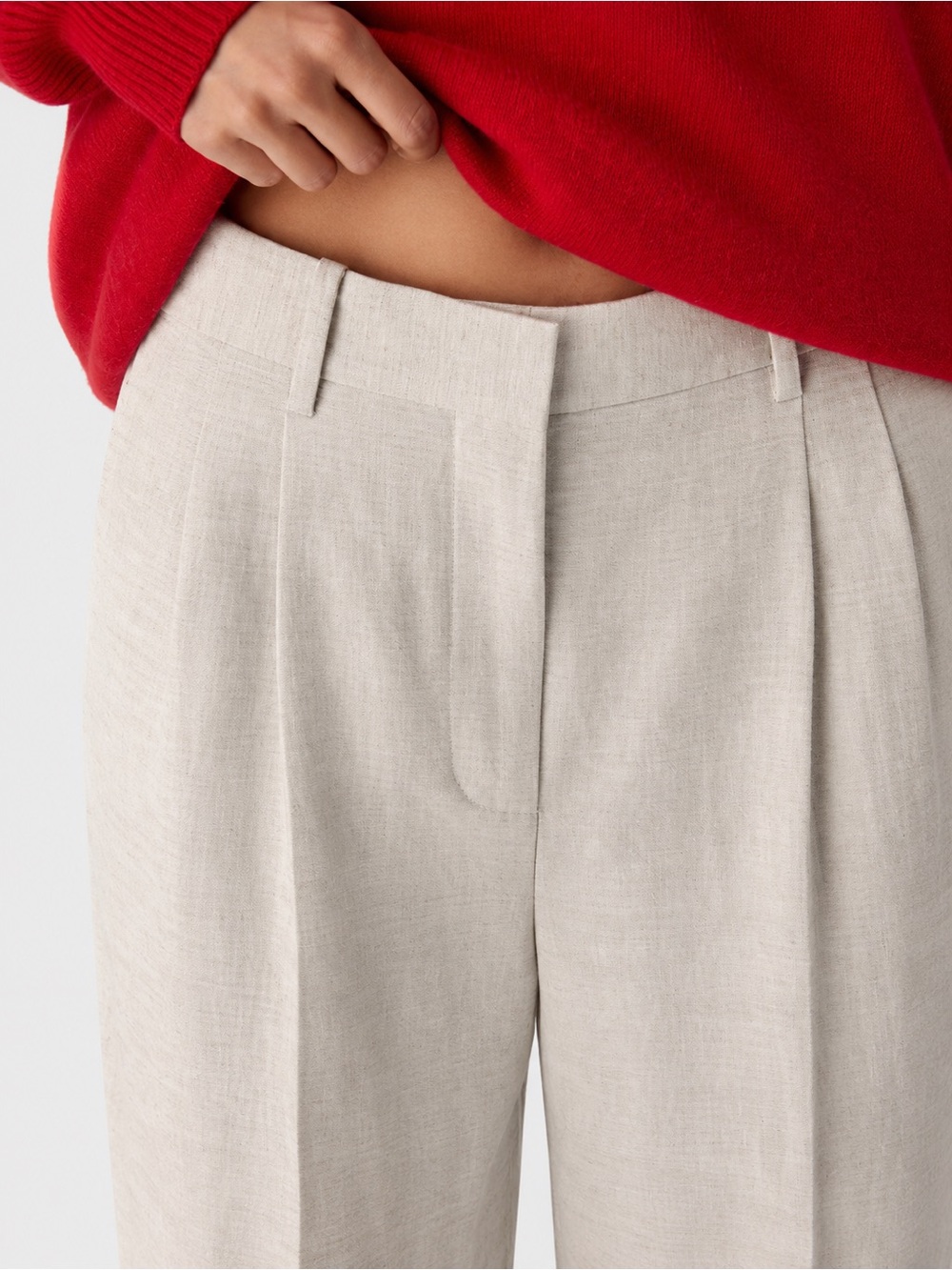 Wilfred Aritzia Effortless Linen Wide Leg Pants Natural Beige Size 2 - Picture 5 of 10